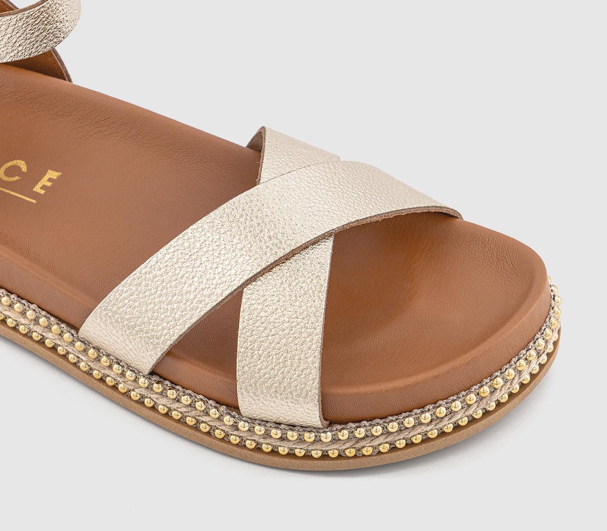 OFFICESerenity Bead Detail Footbed Sandals OFFICESerenity Bead Detail Footbed SandalsGold Leather