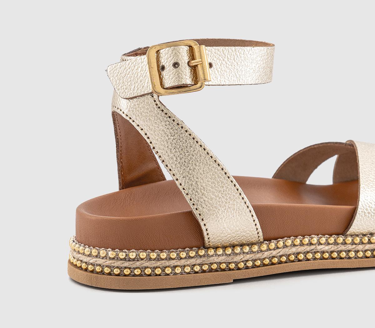 OFFICESerenity Bead Detail Footbed Sandals OFFICESerenity Bead Detail Footbed SandalsGold Leather
