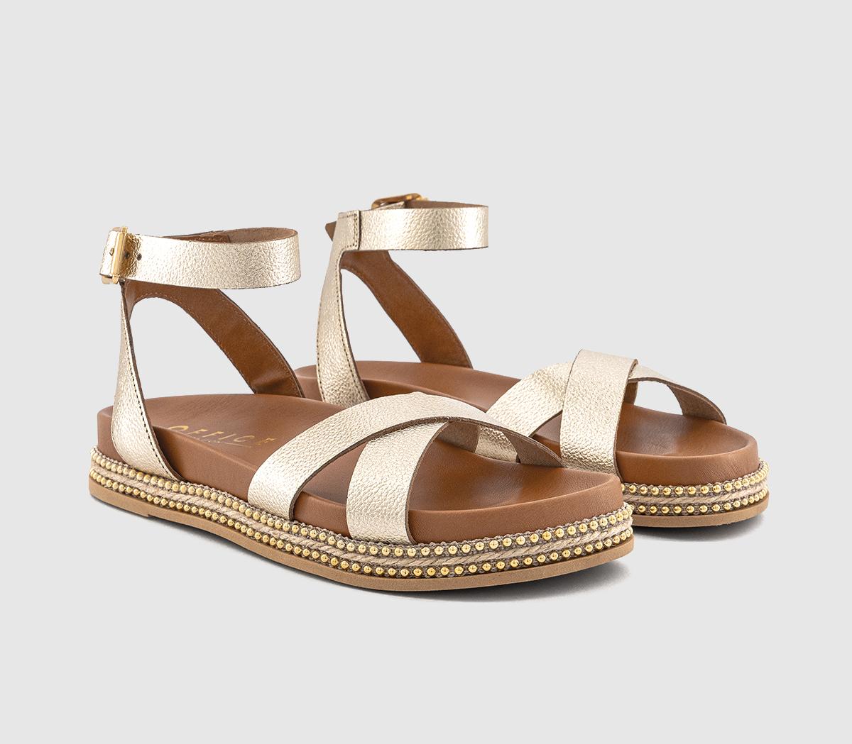 OFFICESerenity Bead Detail Footbed Sandals OFFICESerenity Bead Detail Footbed SandalsGold Leather