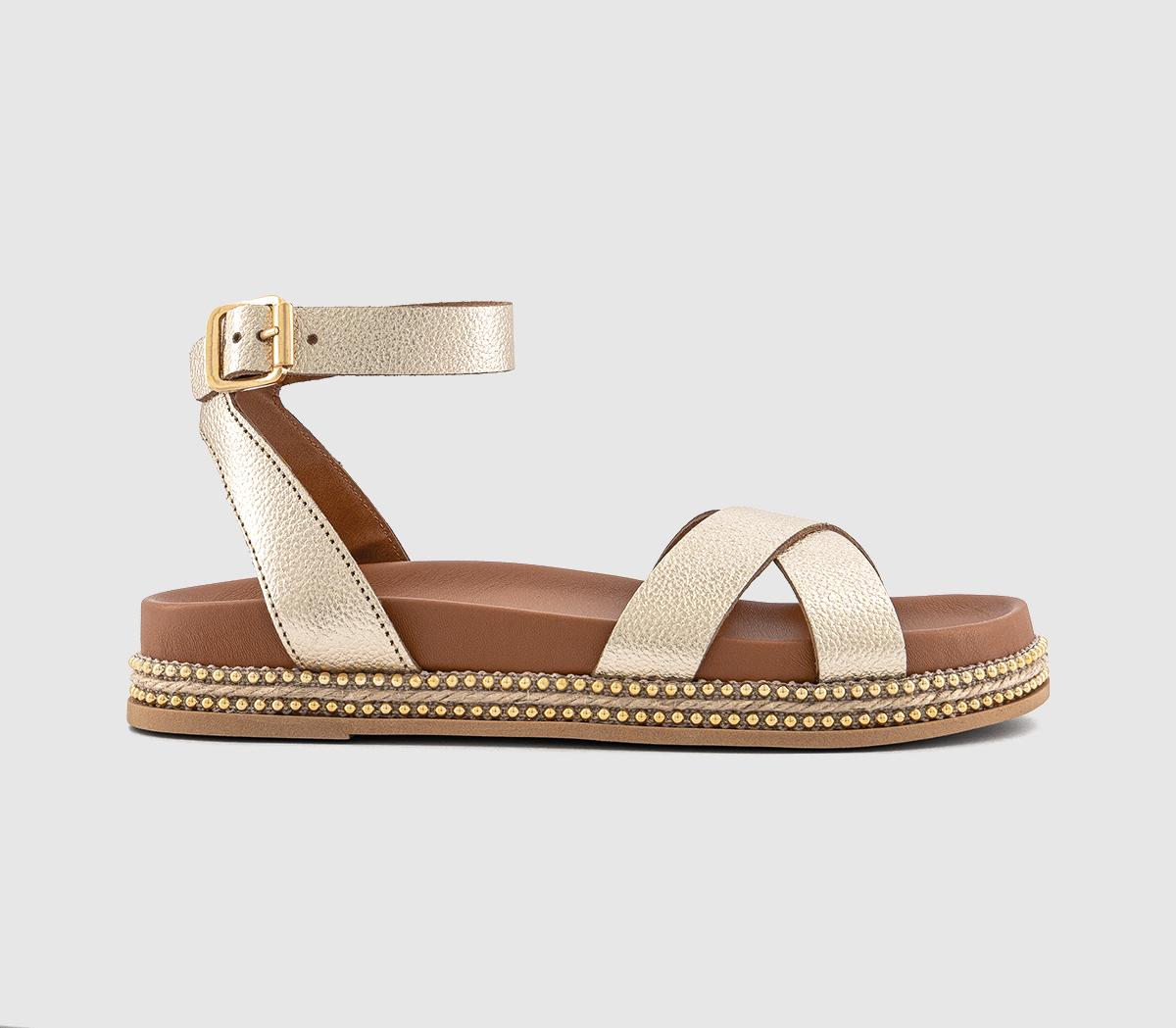 OFFICESerenity Bead Detail Footbed Sandals OFFICESerenity Bead Detail Footbed SandalsGold Leather