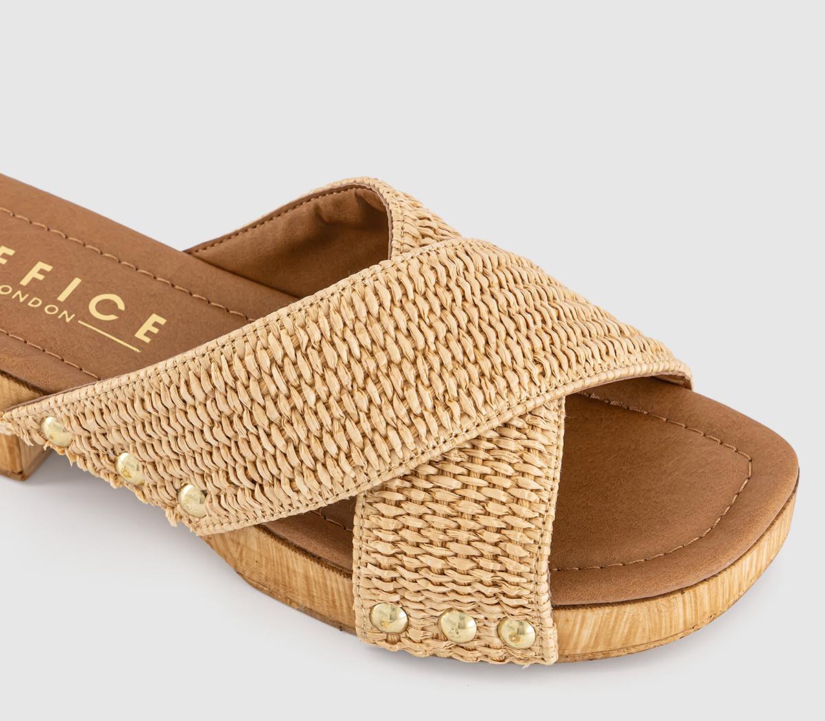 OFFICESofia Cross Over Wood Effect Mules OFFICESofia Cross Over Wood Effect MulesRaffia