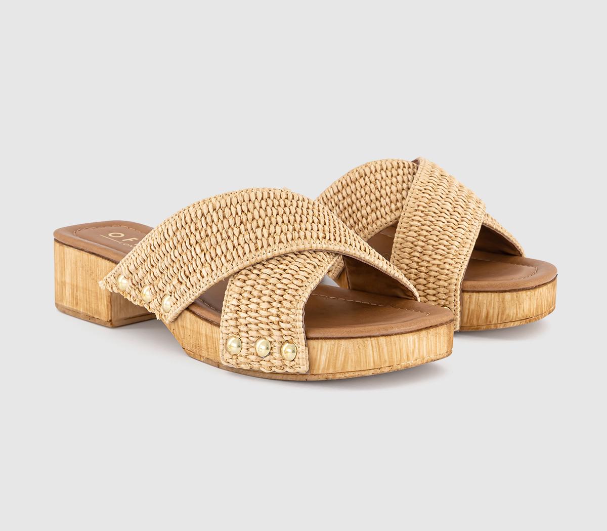 OFFICESofia Cross Over Wood Effect Mules OFFICESofia Cross Over Wood Effect MulesRaffia