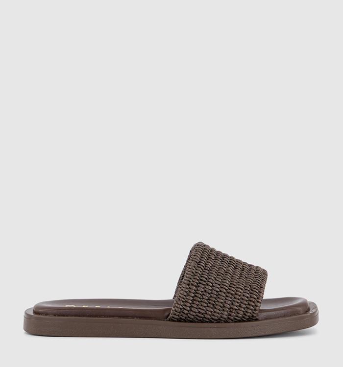 OFFICE Saskia Raffia Sliders Brown