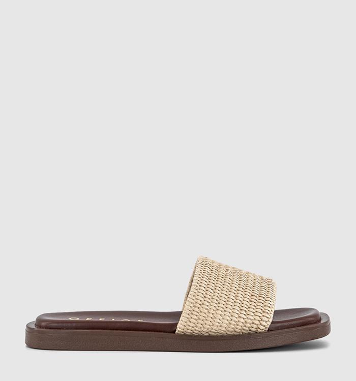 OFFICE Saskia Raffia Sliders Beige
