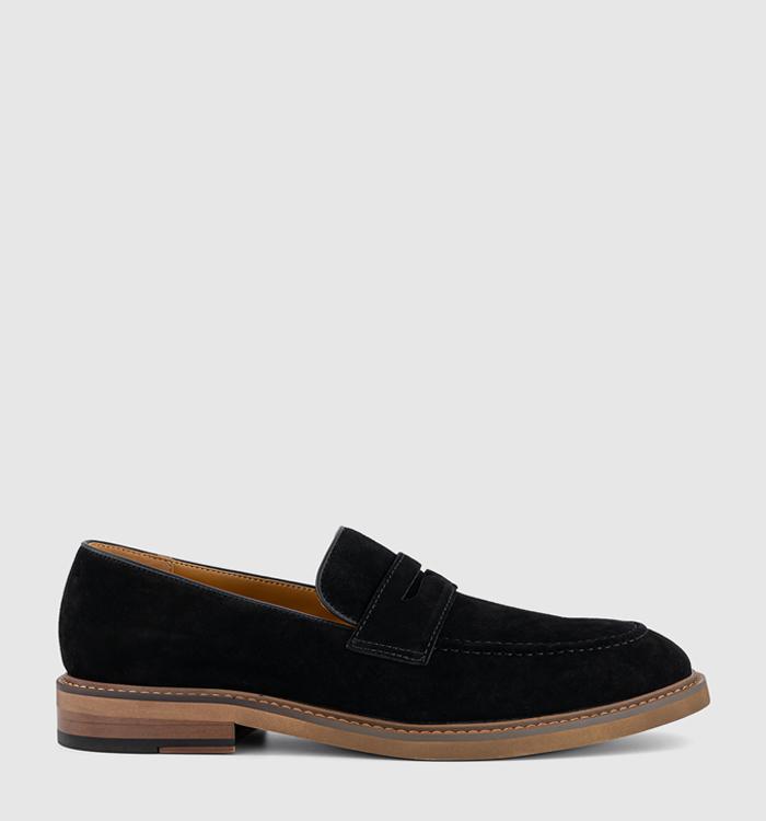 OFFICE Chance Saddle Loafers Black Suede