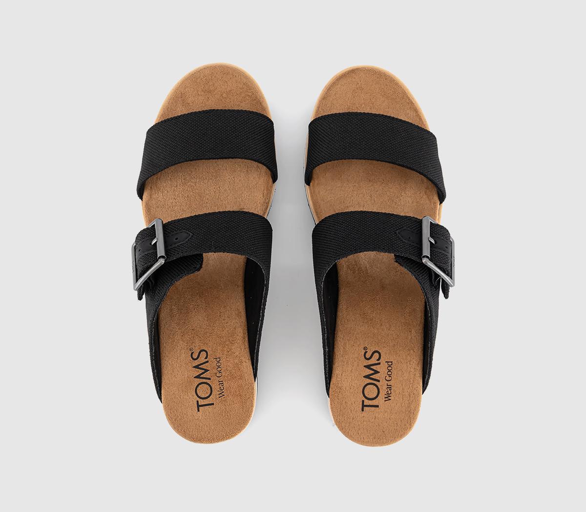 TOMSDiana Mule Buckle SandalsBlack Canvas