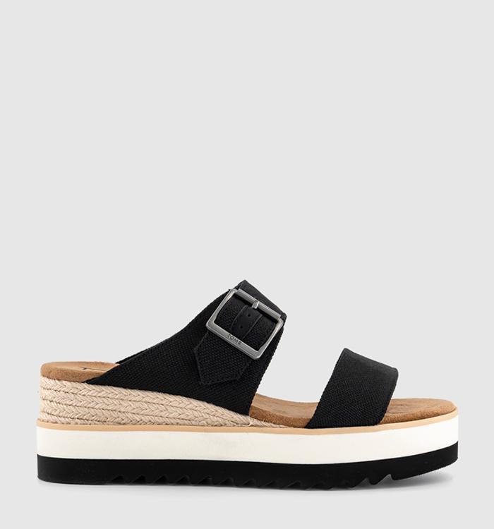 TOMS Diana Mule Buckle Sandals Black Canvas