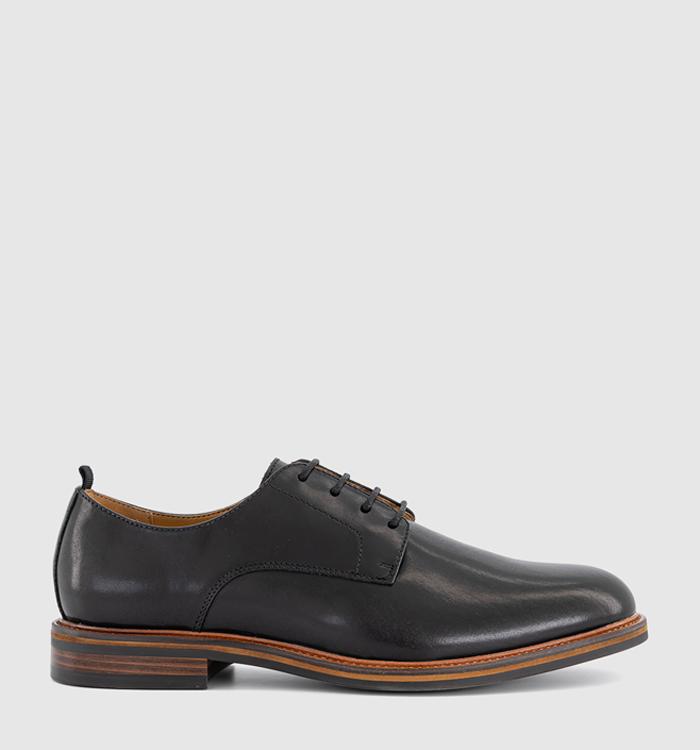 OFFICE Magnus Round Toe Derby Shoes Black Leather