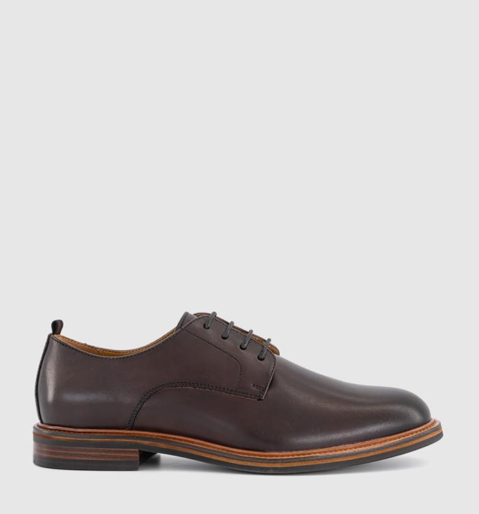 OFFICE Magnus Round Toe Derby Shoes Brown Leather