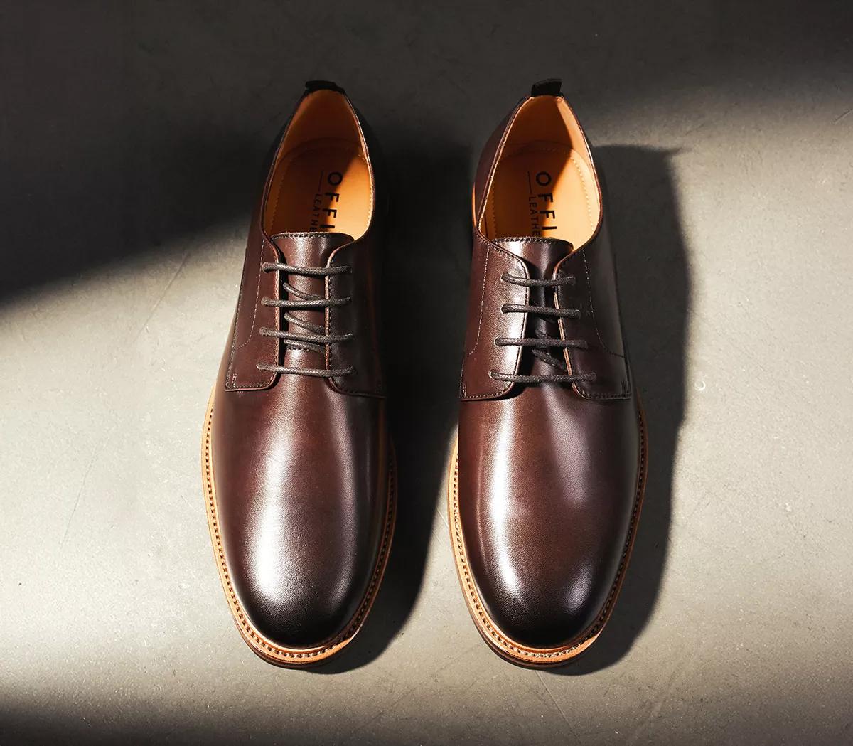 OFFICEMagnus Round Toe Derby ShoesBrown Leather