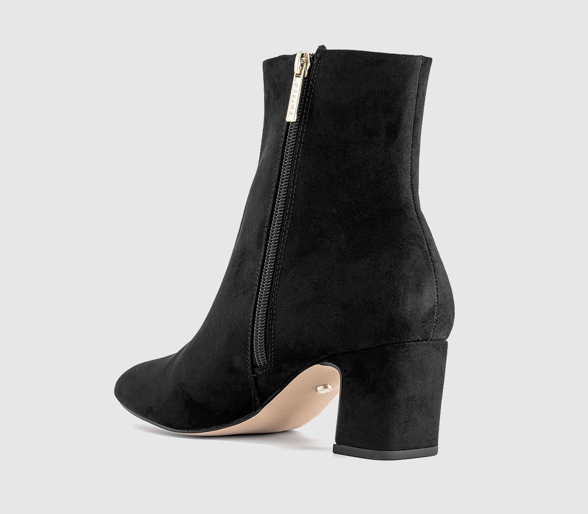 OFFICEAlicia Smart Block Heel BootsBlack Faux Suede