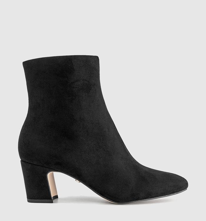 OFFICE Alicia Smart Block Heel Boots Black Faux Suede