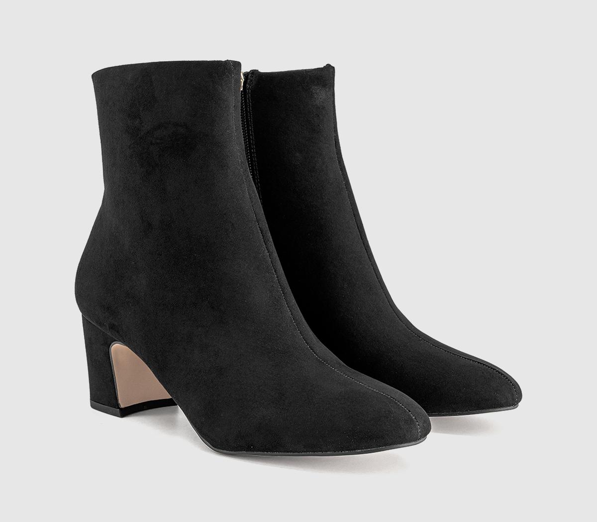 OFFICEAlicia Smart Block Heel BootsBlack Faux Suede