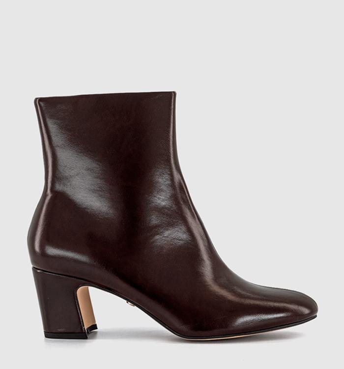 OFFICE Alicia Smart Block Heel Boots Dark Choc