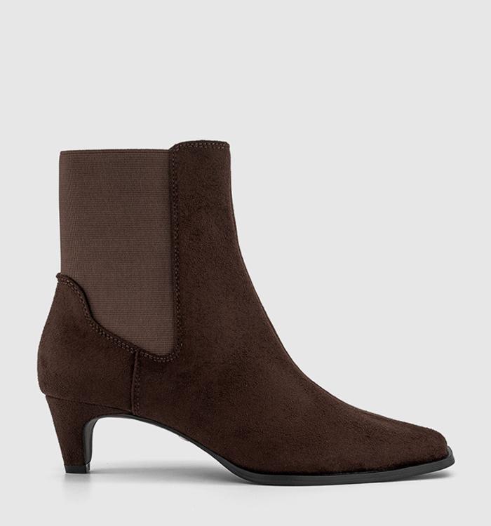 OFFICE Ambitious Chelsea Kitten Heel Boots Brown