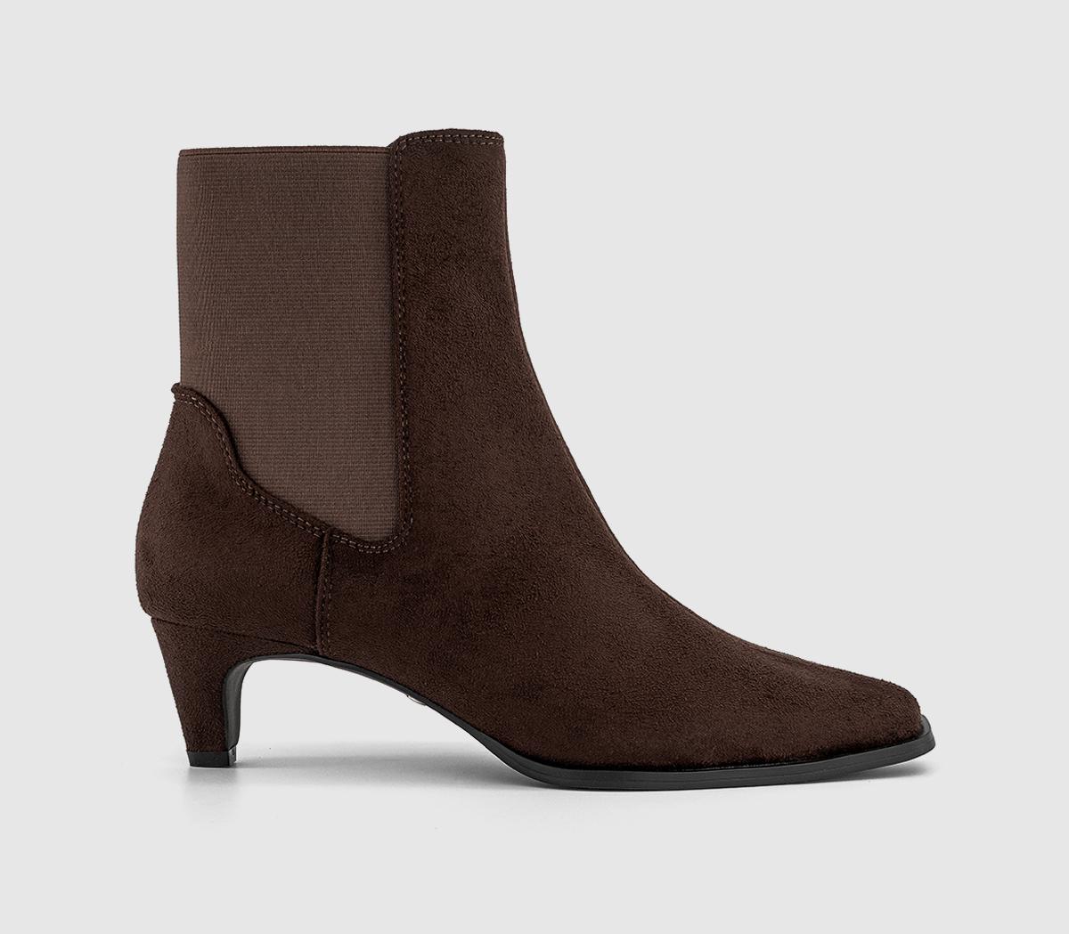 OFFICE Womens Ambitious Chelsea Kitten Heel Boots Brown, 8