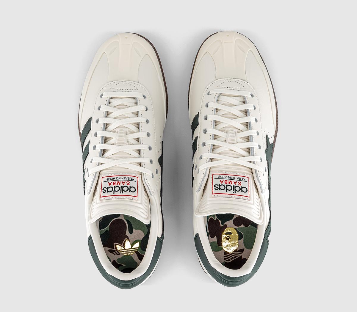 adidas adidas x BAPE Samba Trainers Off White Shadow Green Gum