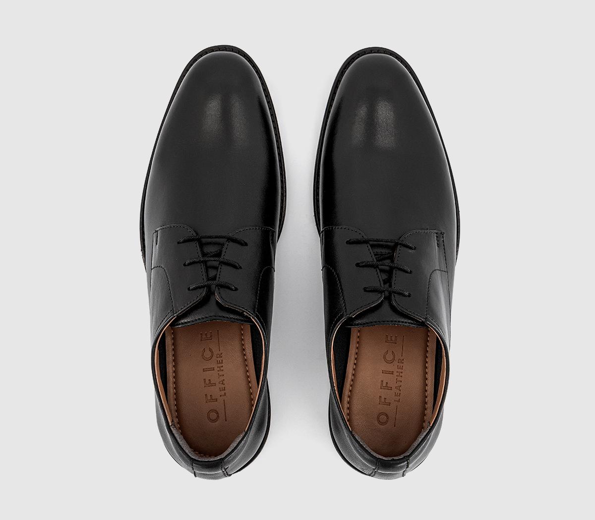 OFFICEMccarthy Plain Toe Derby ShoesBlack Leather
