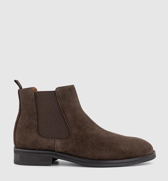 OFFICE Barlow Chelsea Boots Chocolate Brown Suede