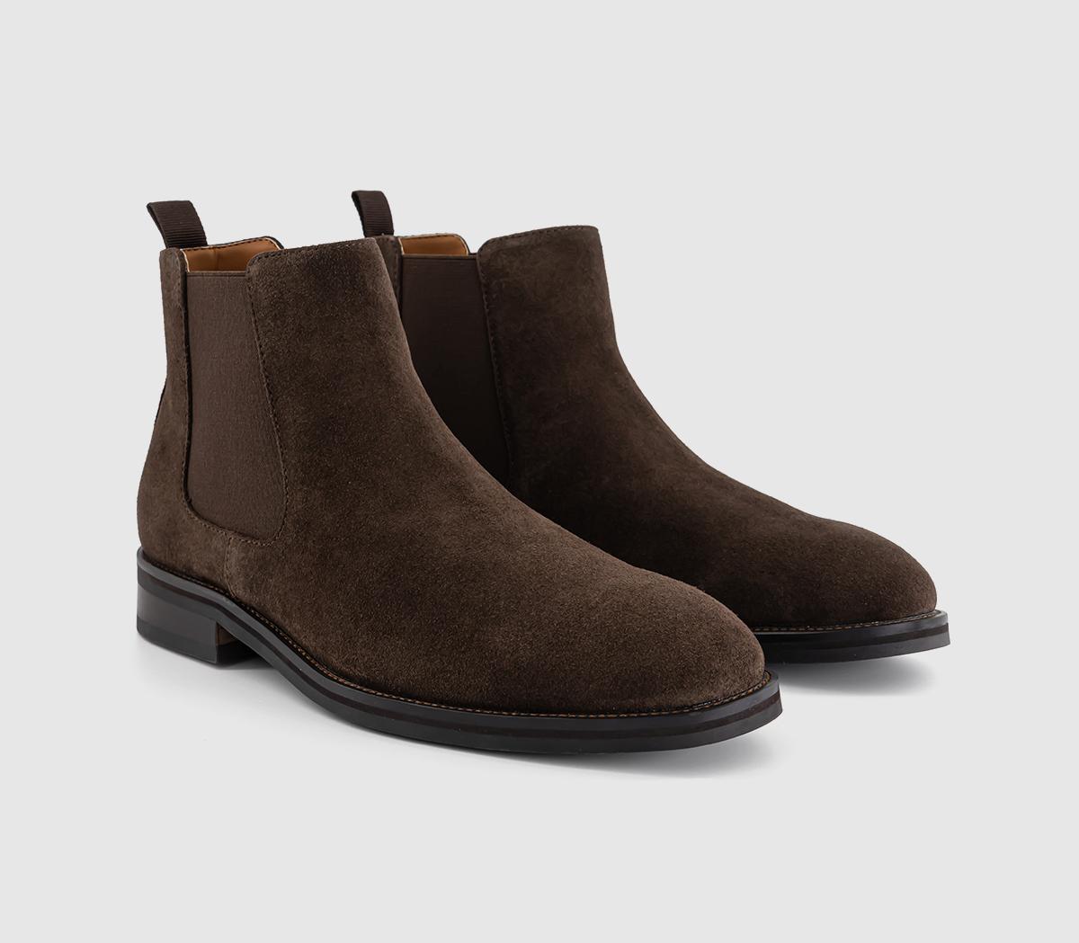 OFFICEBarlow Chelsea BootsChocolate Brown Suede