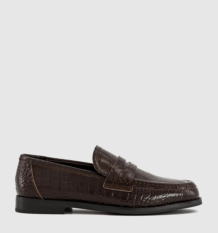 Tony Bianco Zac Penny Loafers Chocolate Croc
