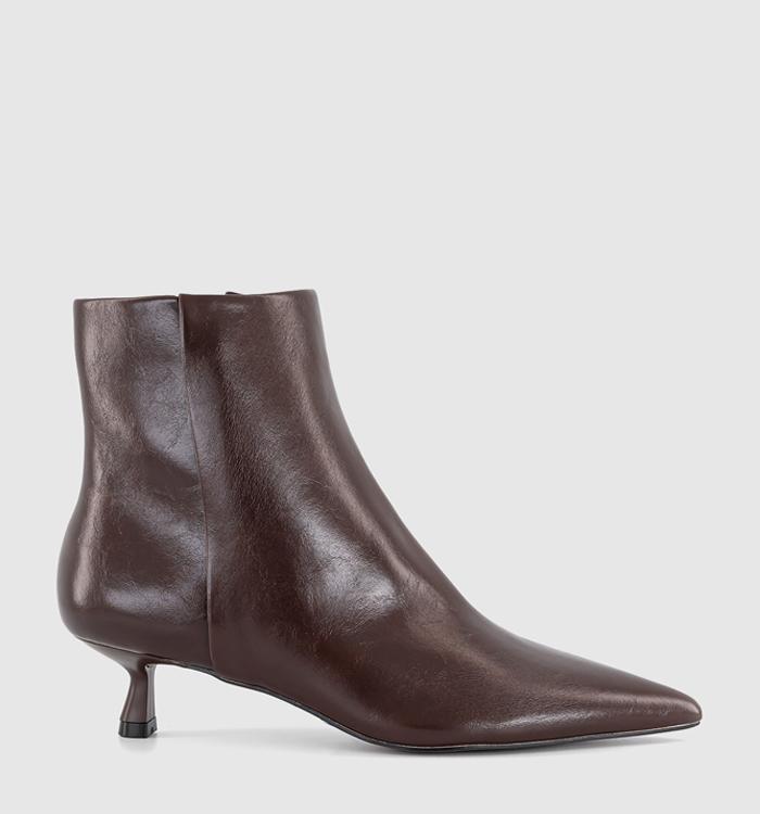 OFFICE Alessia Kitten Heel Ankle Boots Burgundy