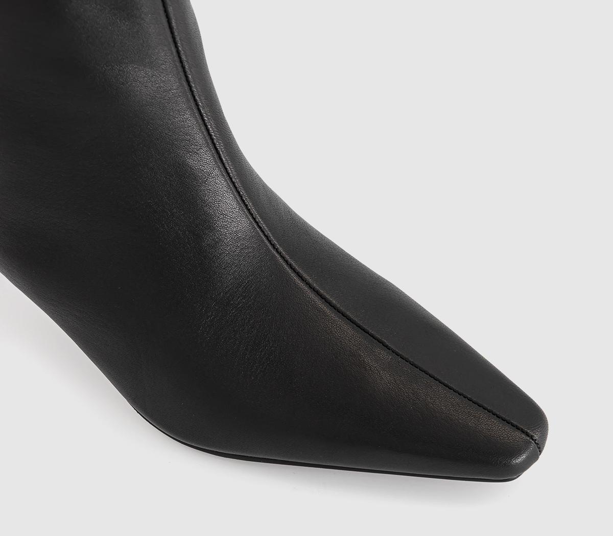 OFFICEAddison Curve Heel Ankle BootsBlack Leather