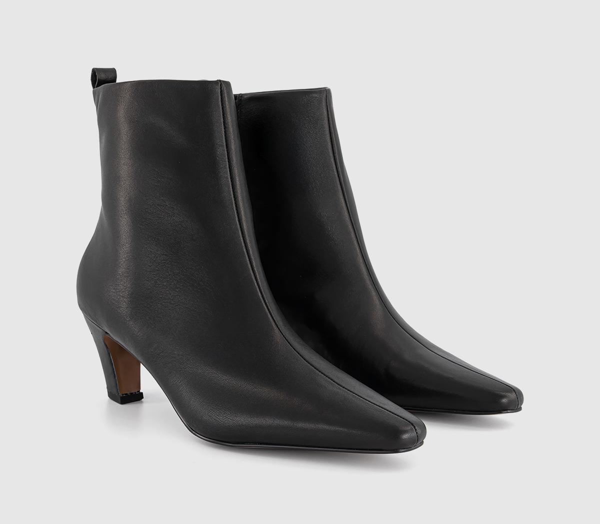 OFFICEAddison Curve Heel Ankle BootsBlack Leather
