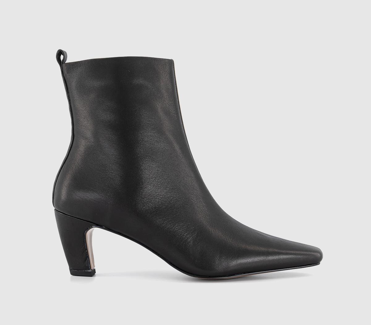 OFFICEAddison Curve Heel Ankle BootsBlack Leather