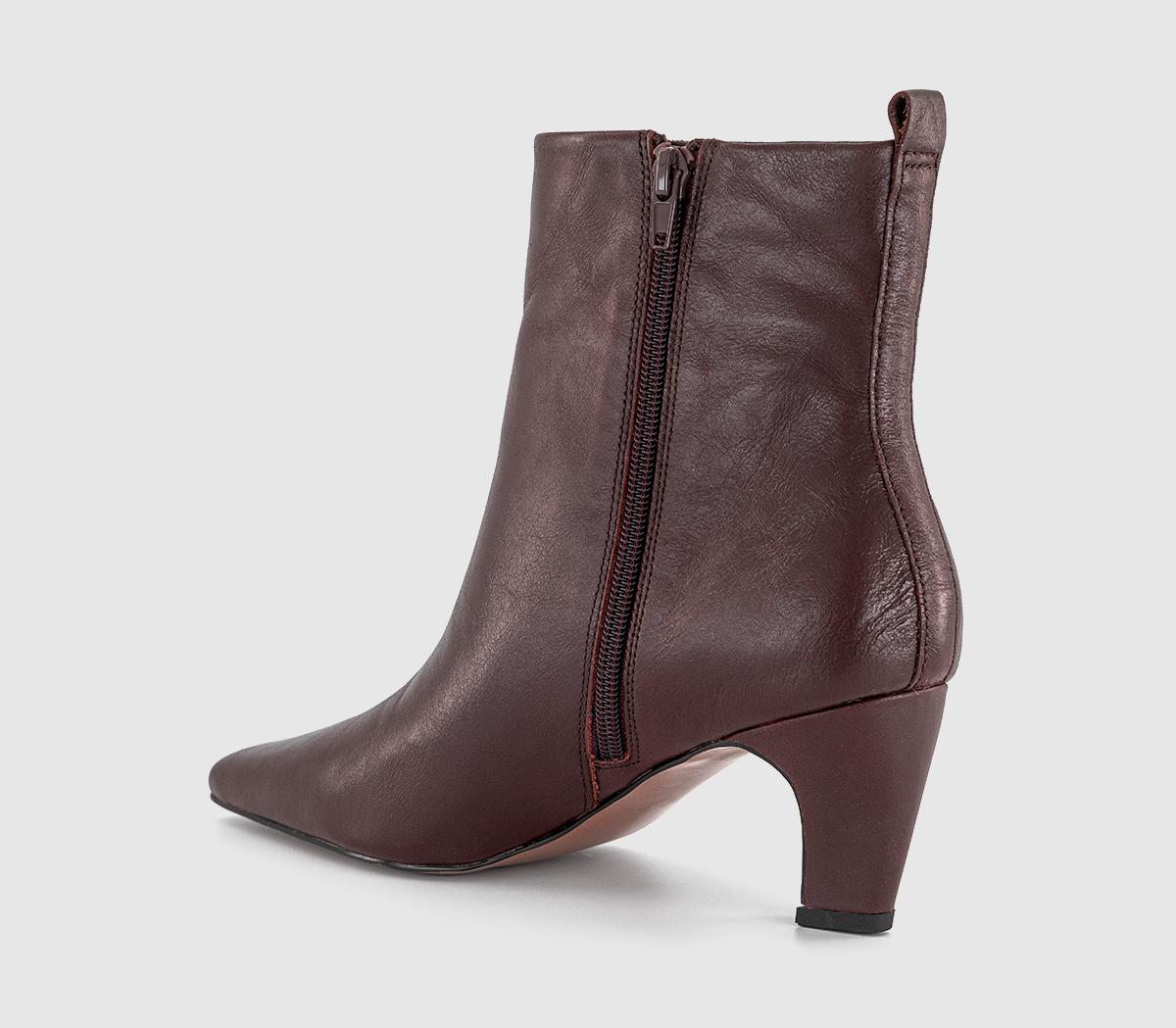 OFFICEAddison Curve Heel Ankle BootsBurgundy Leather