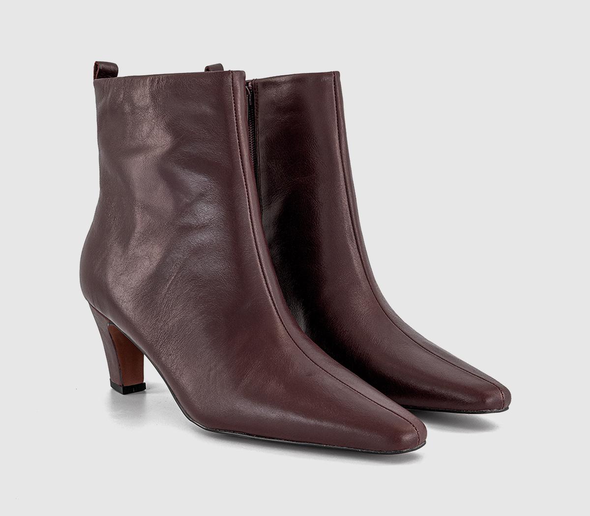 OFFICEAddison Curve Heel Ankle BootsBurgundy Leather