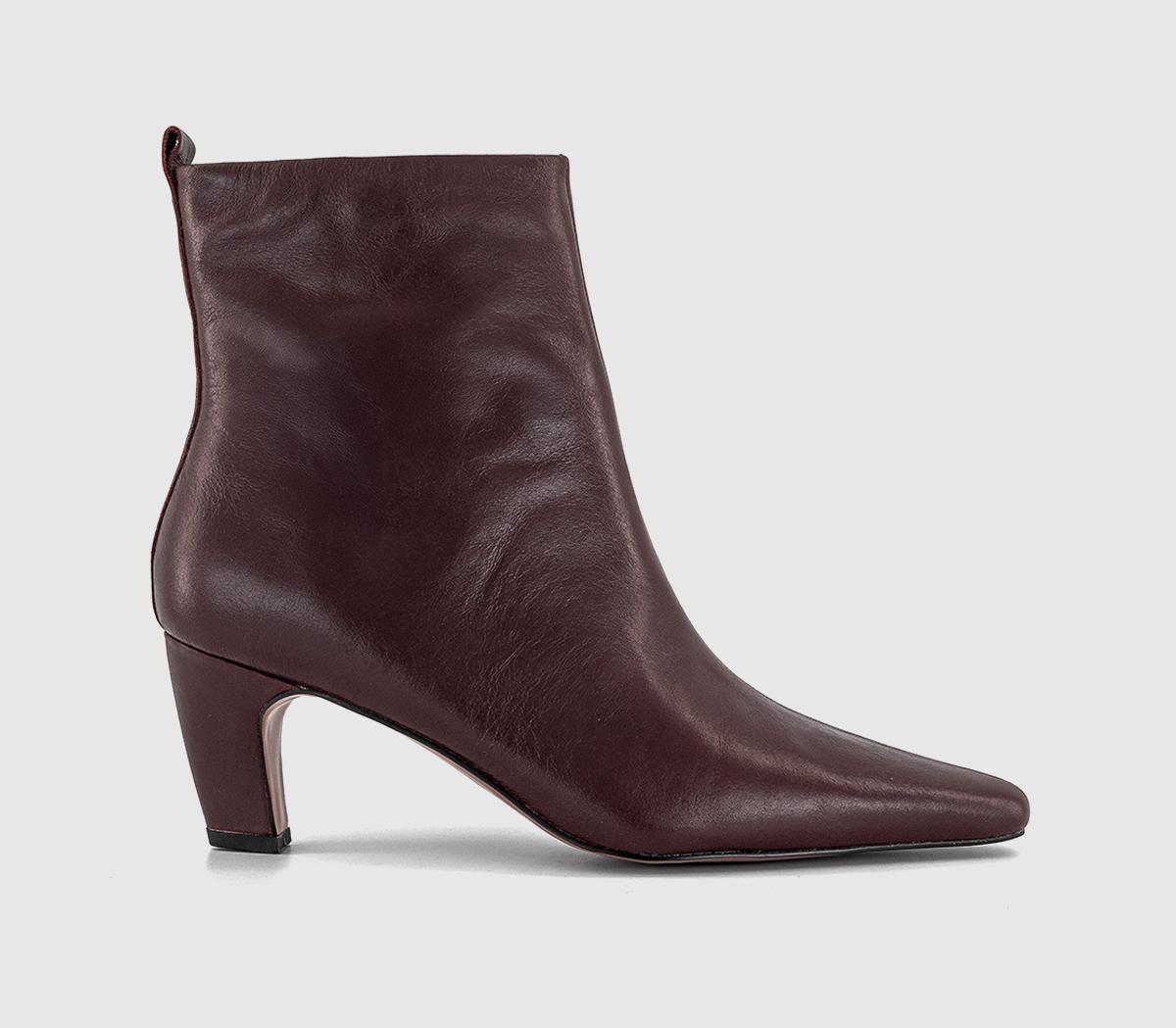 OFFICEAddison Curve Heel Ankle BootsBurgundy Leather