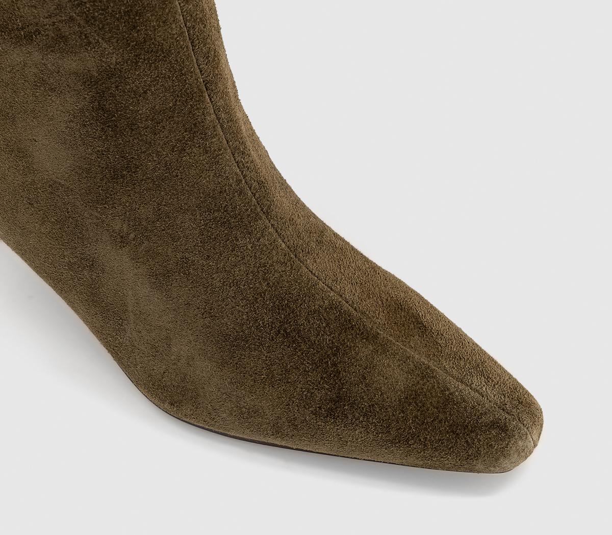 OFFICEAddison Curve Heeled Ankle BootsOlive Suede