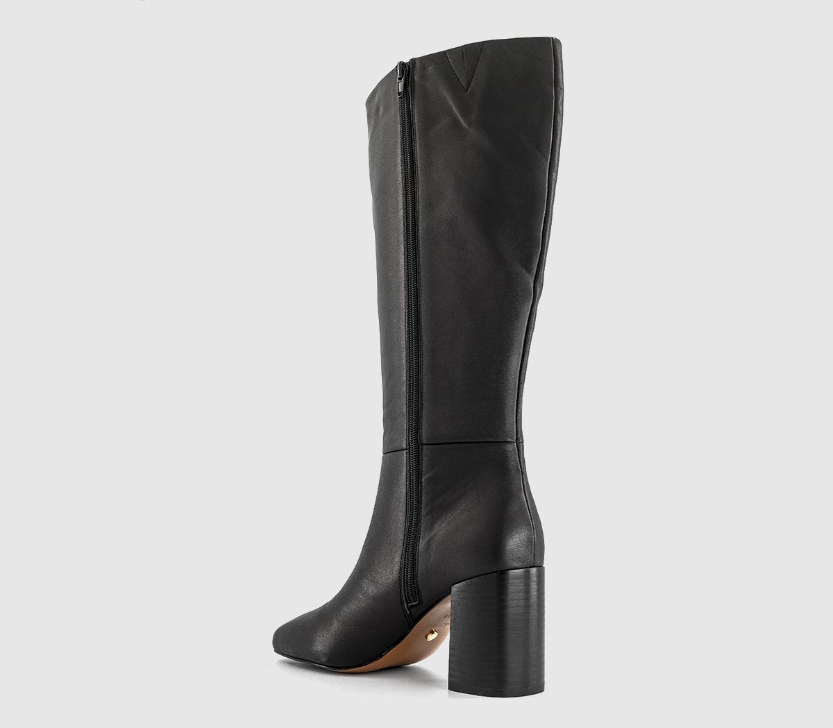 OFFICEKiera Block Heel Knee High BootsBlack Leather