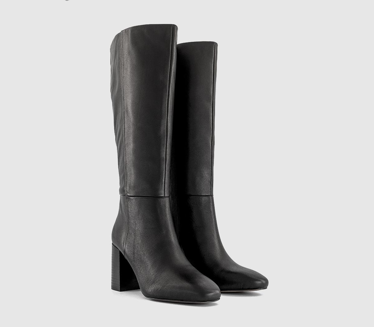 OFFICEKiera Block Heel Knee High BootsBlack Leather