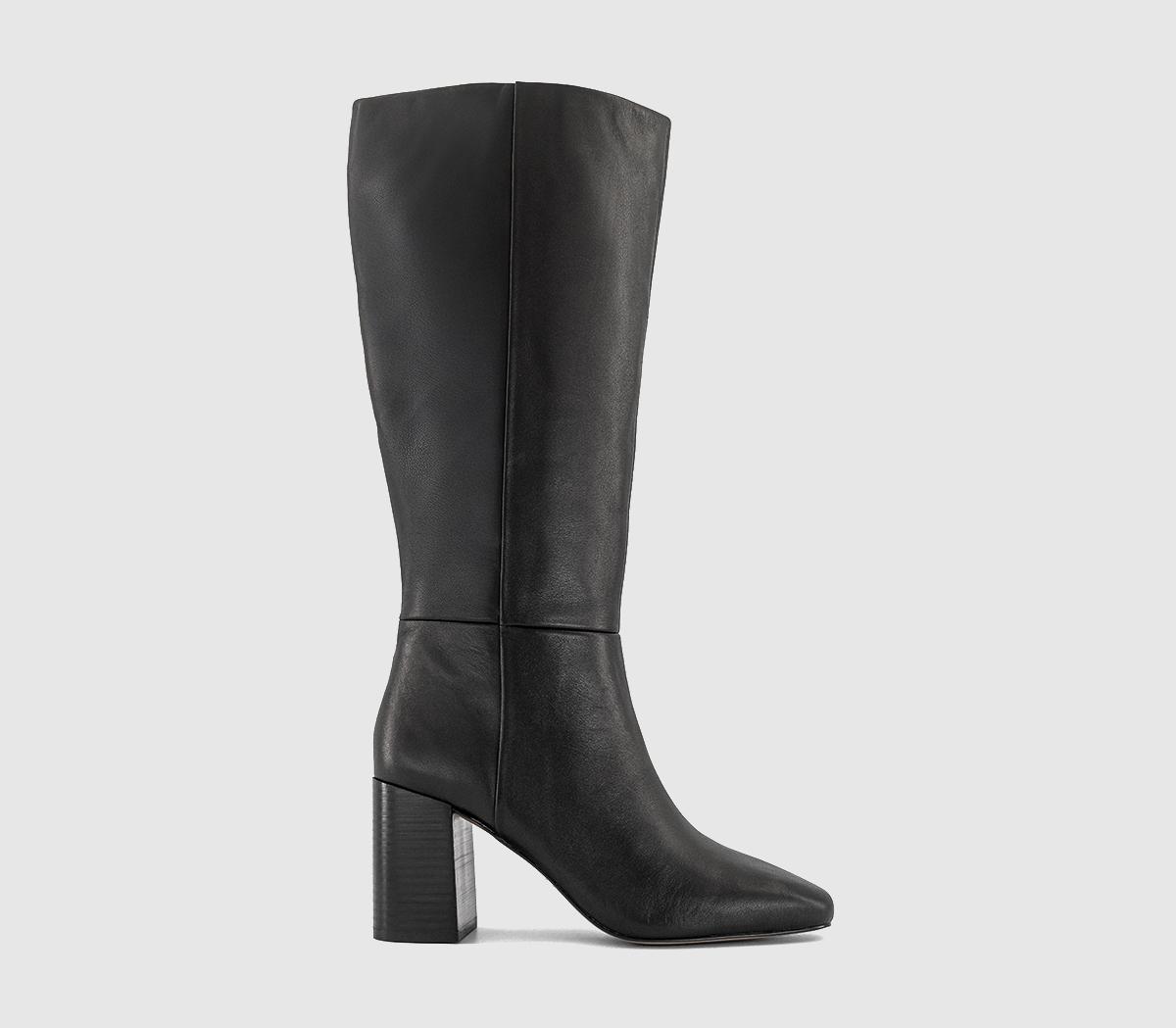 OFFICEKiera Block Heel Knee High BootsBlack Leather