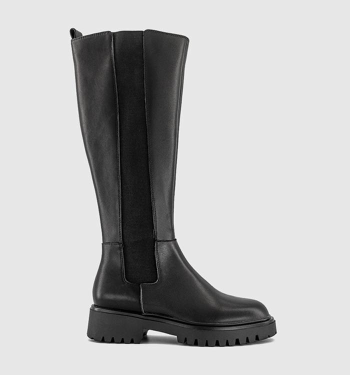 OFFICE Kody Knee High Chelsea Boots Black Leather