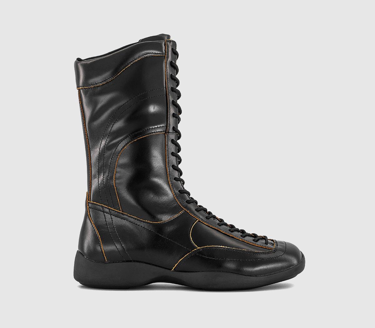 Vagabond Shoemakers Sky Lace Up Boots Black Leather - Women's Knee