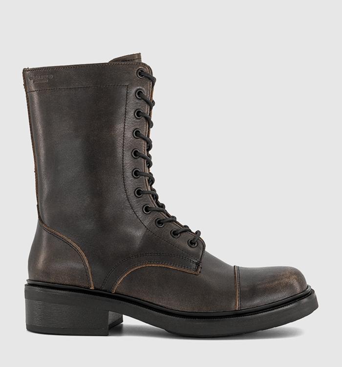 Vagabond Shoemakers Karlie Lace Up Boots Brown Leather