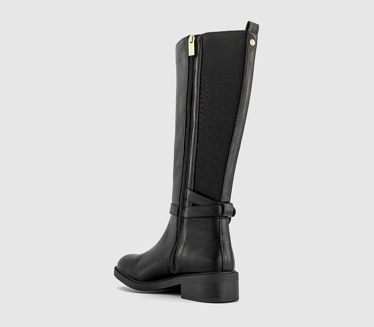 OFFICE Katie Harness Detail Knee High Rider Boots Black Women's