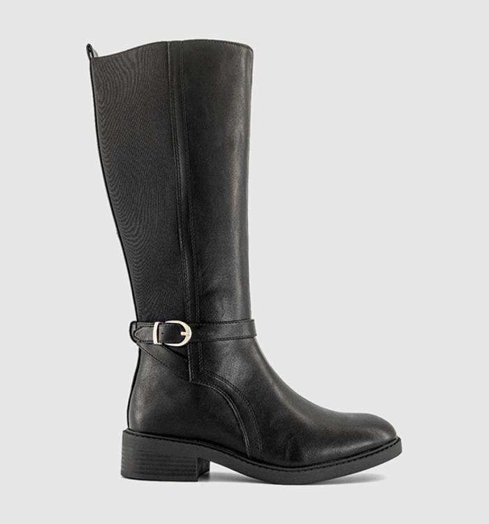 OFFICE Katie Harness Detail Knee High Rider Boots Black