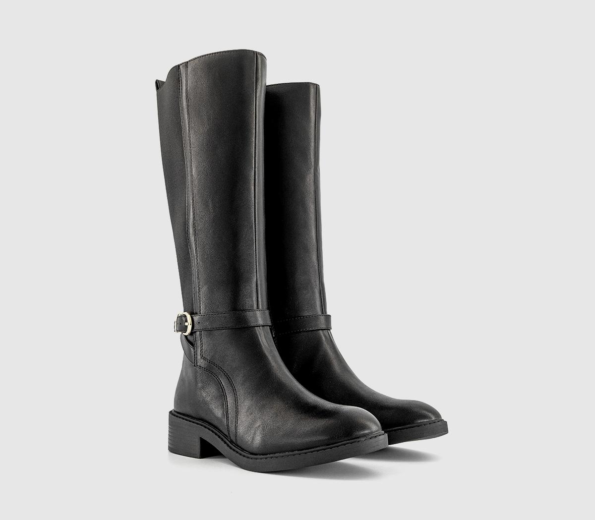 OFFICEKatie Harness Detail Knee High Rider BootsBlack