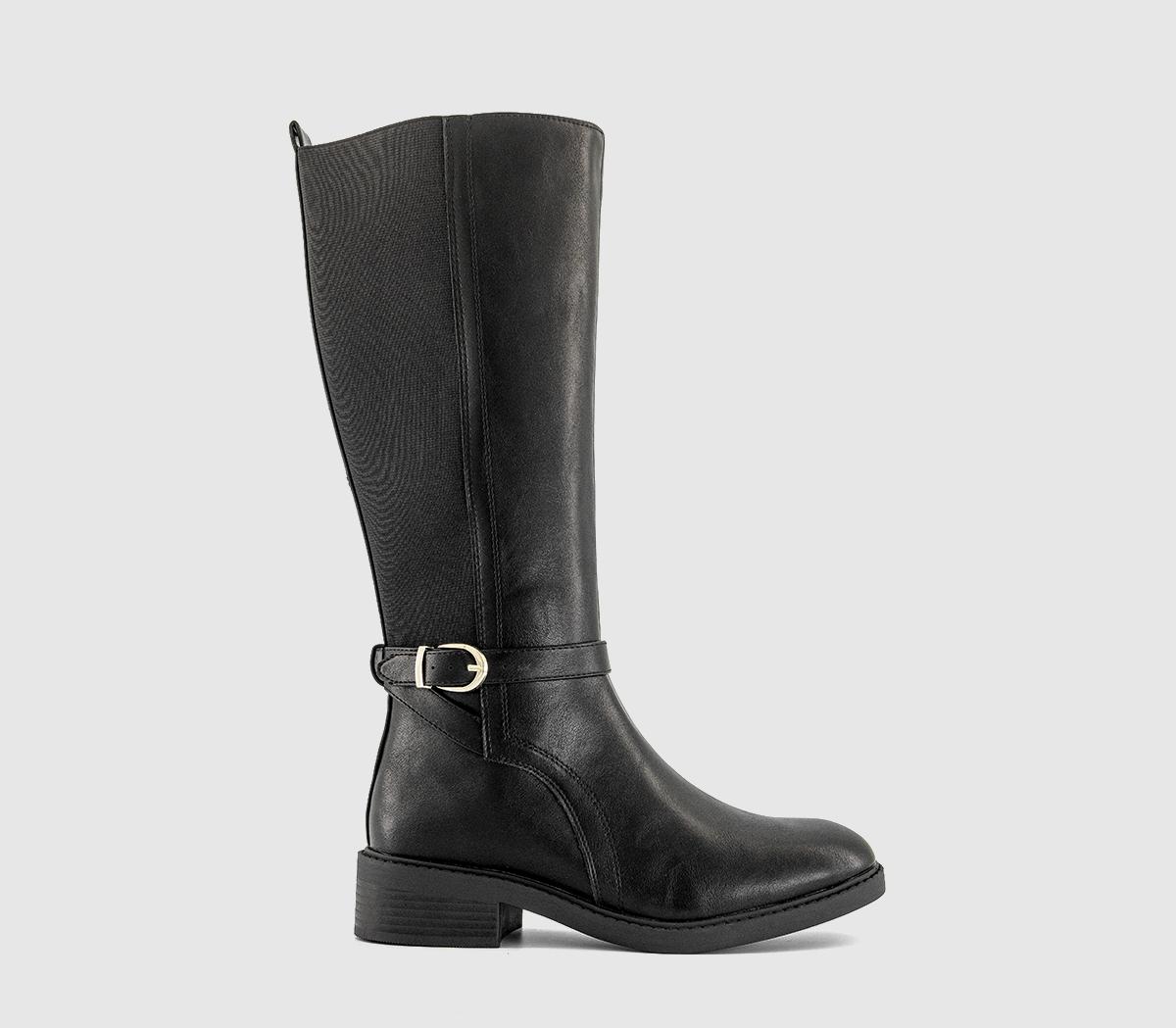 OFFICEKatie Harness Detail Knee High Rider BootsBlack