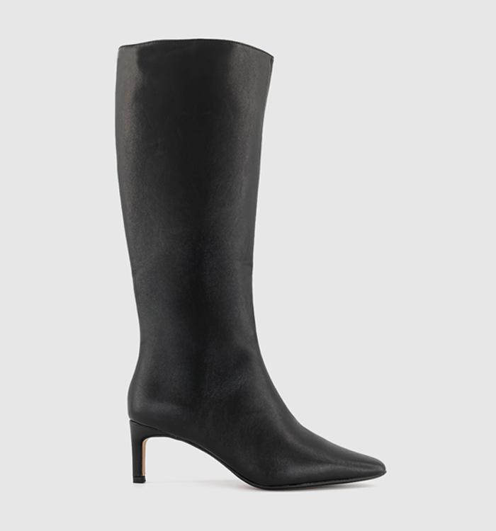 OFFICE Karina Kitten Heel Knee High Boots Black