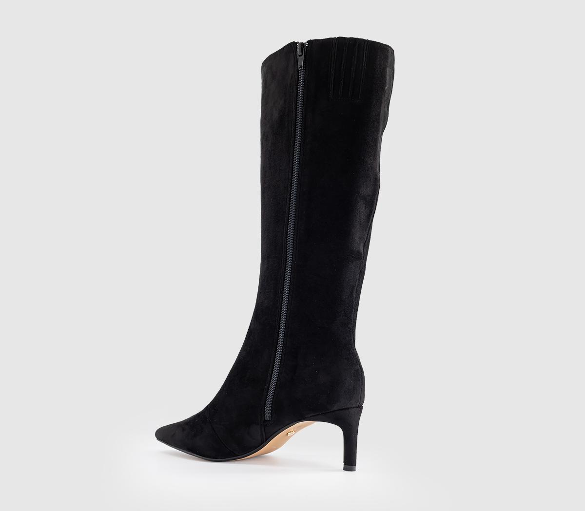OFFICEKarina Kitten Heel Knee High BootsBlack Faux Suede