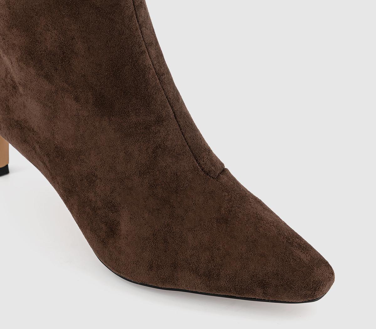 OFFICEKarina Kitten Heel Knee High BootsBrown Faux Suede