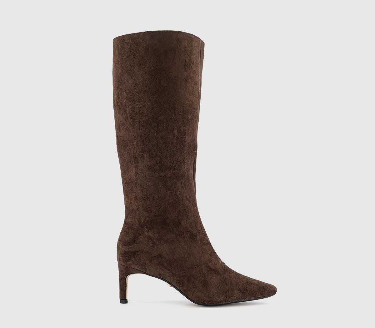 OFFICEKarina Kitten Heel Knee High BootsBrown Faux Suede