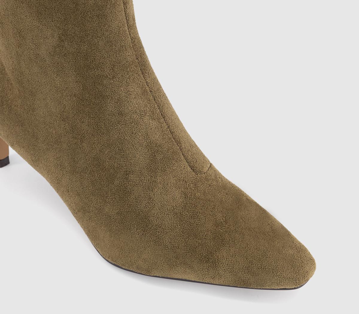 OFFICEKarina Kitten Heel Knee High BootsOlive Faux Suede