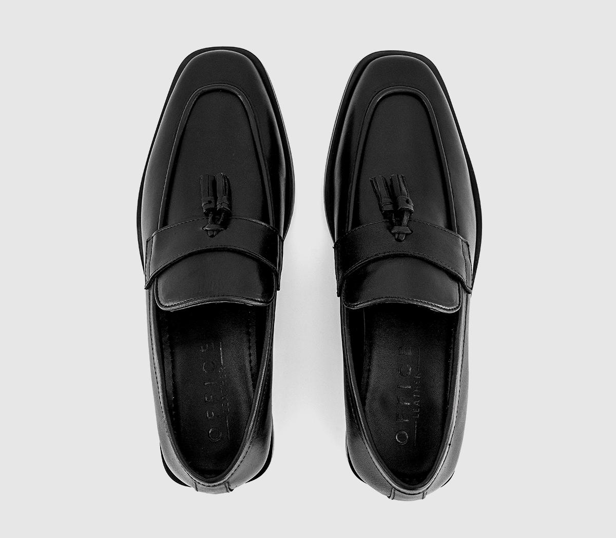 OFFICEMackle Square Toe Tassel LoafersBlack Leather