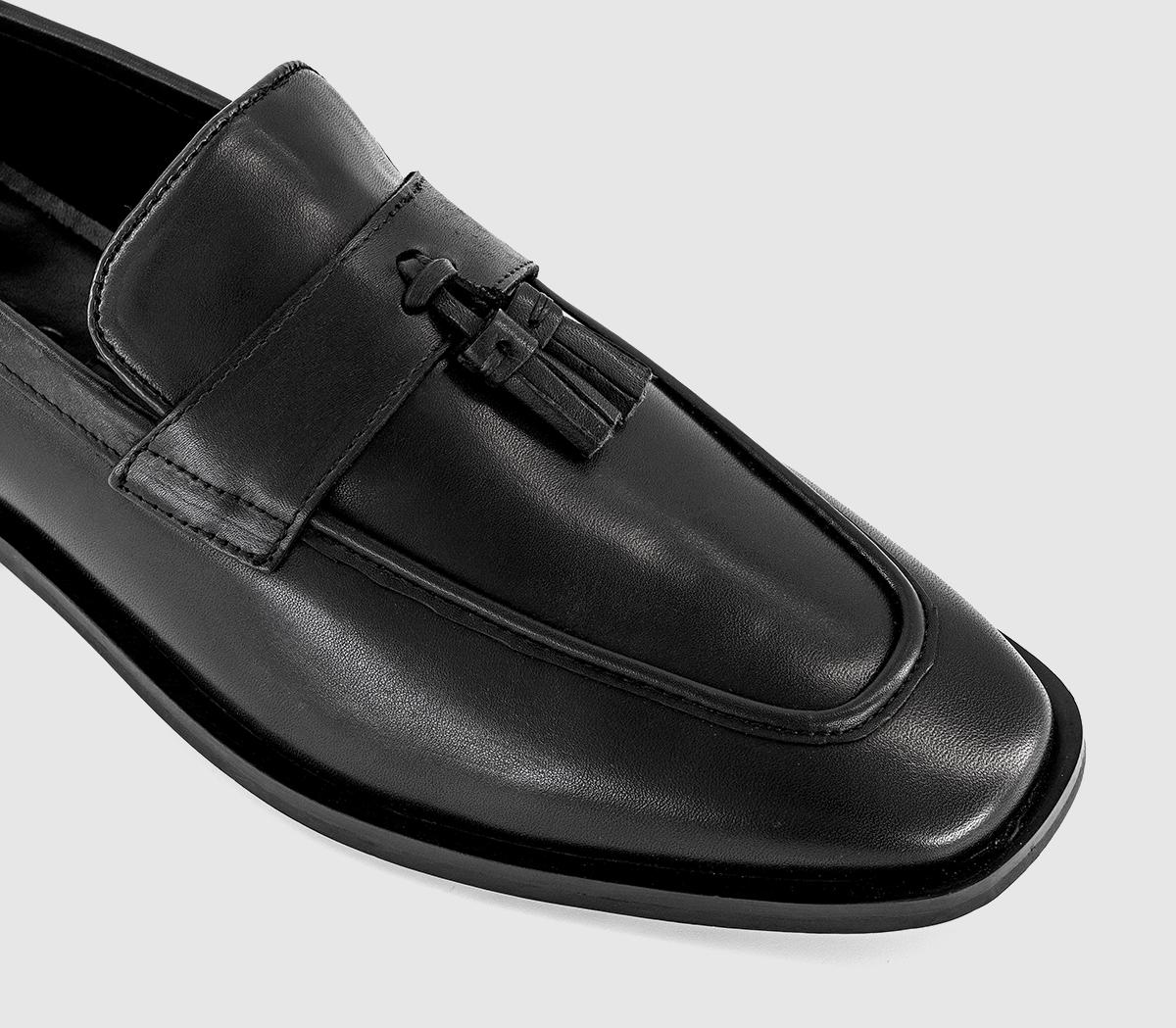 OFFICEMackle Square Toe Tassel LoafersBlack Leather